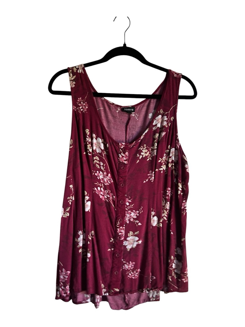 Torrid Size 2X 18-20 Burgundy Floral Tank